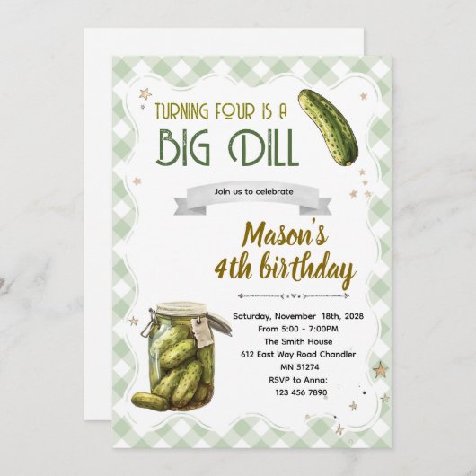 Dill pickle birthday boy invitation 招待状 (正面/裏面)