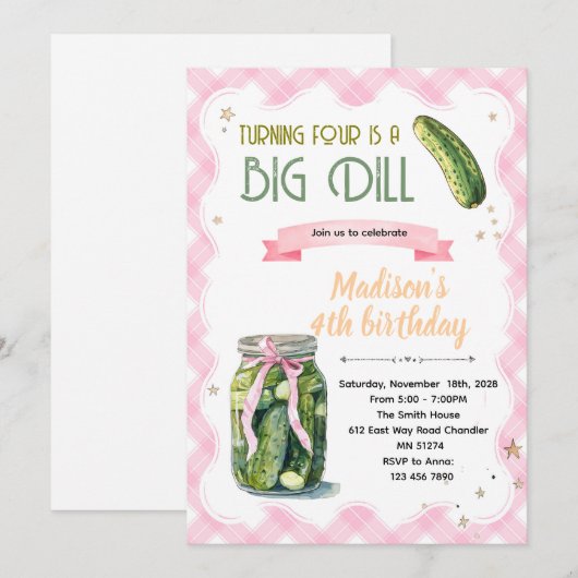 Dill Pickle Birthday girl Invitation 招待状 (正面/裏面)