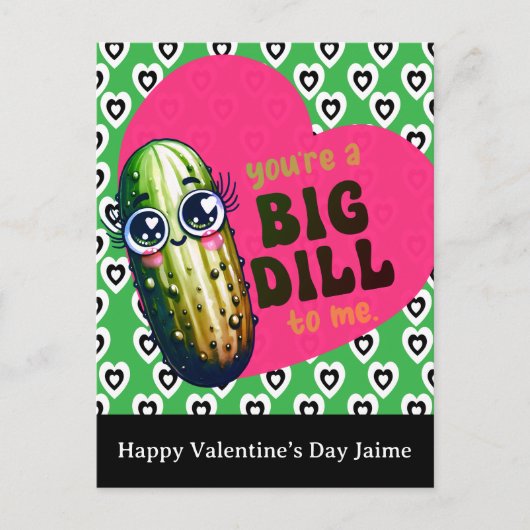 Dill Pickles Hearts Valentines Day Postcard シーズンポストカード (正面)