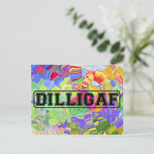 DILLIGAF -おもしろい失礼な「私はAのように見え与える」 ポストカード (スタンド正面)