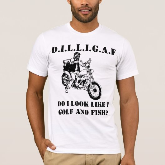 DILLIGAF 私に見える？ゴルフと釣りをしますか？ Tシャツ (正面)