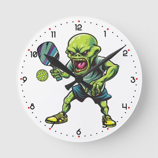 Dillzorian Menace Pickleball  ラウンド壁時計 (正面)