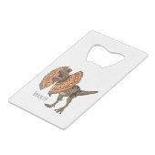 dilophosaurus漫画イラストレーション クレジットカード栓抜き (正面アングル)