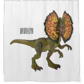 dilophosaurus漫画イラストレーション シャワーカーテン (正面)