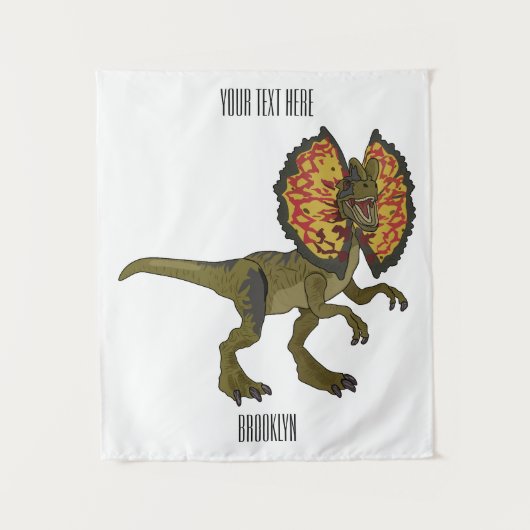 dilophosaurus漫画イラストレーション タペストリー (正面)