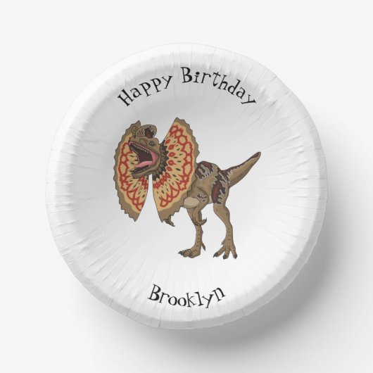 dilophosaurus漫画イラストレーション ペーパーボウル (正面)