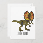dilophosaurus漫画イラストレーション ポストカード (正面/裏面)