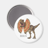 dilophosaurus漫画イラストレーション マグネット (正面/裏面)