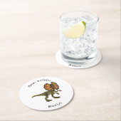 dilophosaurus漫画イラストレーション ラウンドペーパーコースター (インサイチュ)