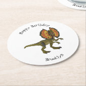 dilophosaurus漫画イラストレーション ラウンドペーパーコースター (アングル)