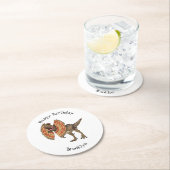 dilophosaurus漫画イラストレーション ラウンドペーパーコースター (インサイチュ)