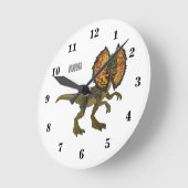 dilophosaurus漫画イラストレーション ラウンド壁時計 (傾斜)