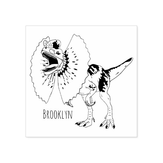 dilophosaurus漫画イラストレーション ラバースタンプ (インプリント)