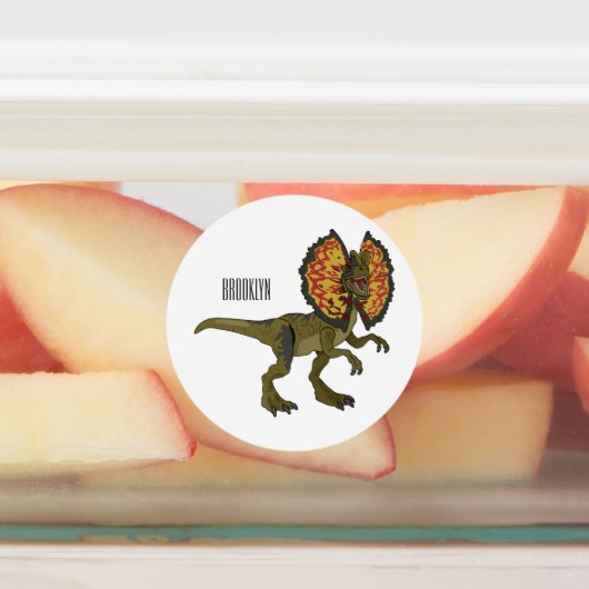 dilophosaurus漫画イラストレーション ラベル (貼付)