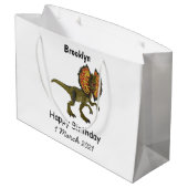 dilophosaurus漫画イラストレーション ラージペーパーバッグ (裏面アングル)