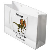 dilophosaurus漫画イラストレーション ラージペーパーバッグ (正面アングル)