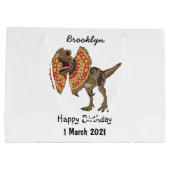 dilophosaurus漫画イラストレーション ラージペーパーバッグ (裏面)