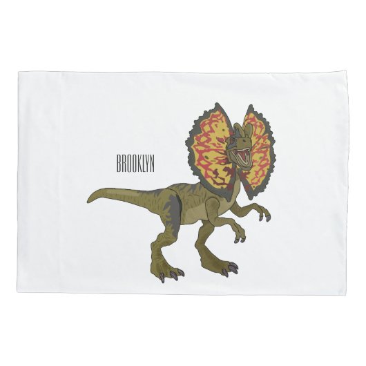 dilophosaurus漫画イラストレーション 枕カバー (裏面)