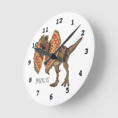 Dilophosaurus cartoon illustration ラウンド壁時計 (傾斜)