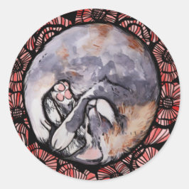 Dilute Calico Kitty Cat Red Poppy Flower Cats      ラウンドシール