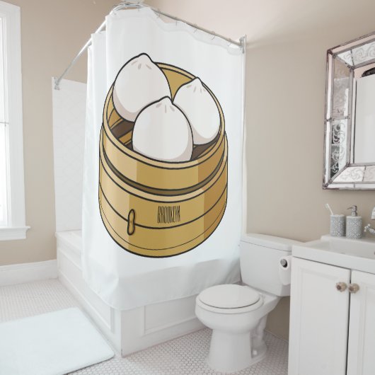 Dim sum漫画イラストレーション シャワーカーテン (インサイチュ)