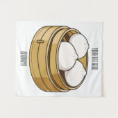 Dim sum漫画イラストレーション タペストリー (正面(横))