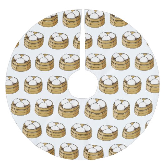 Dim sum漫画イラストレーション ブラッシュドポリエステルツリースカート (正面)