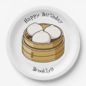 Dim sum漫画イラストレーション ペーパープレート (正面)