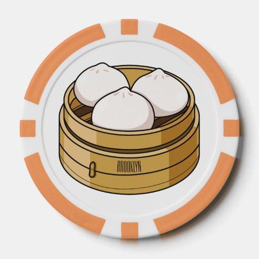 Dim sum漫画イラストレーション ポーカーチップ (正面)