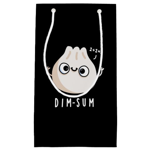 Dim-sum おもしろい Dimsum Math Pun Dark BG スモールペーパーバッグ (正面)