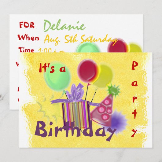 Dimensional Birthday Partyへの招待 招待状 (正面/裏面)