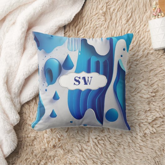 Dimensional Fluidity Abstract Accent Pillow クッション (ブランケット)