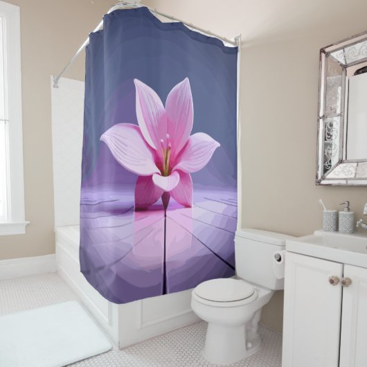 Dimensional Gladioli：ピンクと紫の最高傑作 シャワーカーテン (インサイチュ)