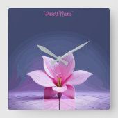 Dimensional Gladioli：ピンクと紫の最高傑作 スクエア壁時計 (正面)