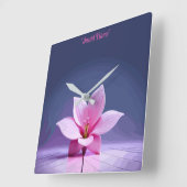 Dimensional Gladioli：ピンクと紫の最高傑作 スクエア壁時計 (傾斜)