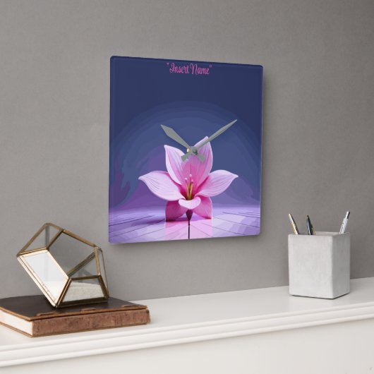 Dimensional Gladioli：ピンクと紫の最高傑作 スクエア壁時計 (オフィス)