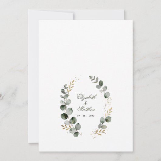 Dimensional Gold Eucalyptus Geometric Oval  招待状 (裏面)