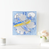 Dimensional Jetplane スクエア壁時計 (ホーム)