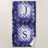 Dimensional Square-Navy-JS ビーチタオル (正面)