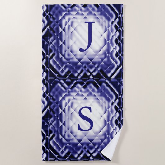 Dimensional Square-Navy-JS ビーチタオル (正面)