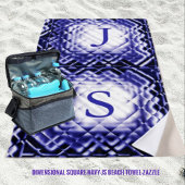 Dimensional Square-Navy-JS ビーチタオル