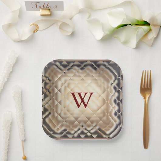 Dimensional Square-W紙プレート ペーパープレート (ウェディング)