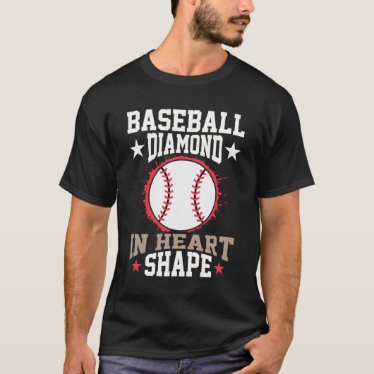 Dimond In Heart Shape Baseball Tシャツ (正面)