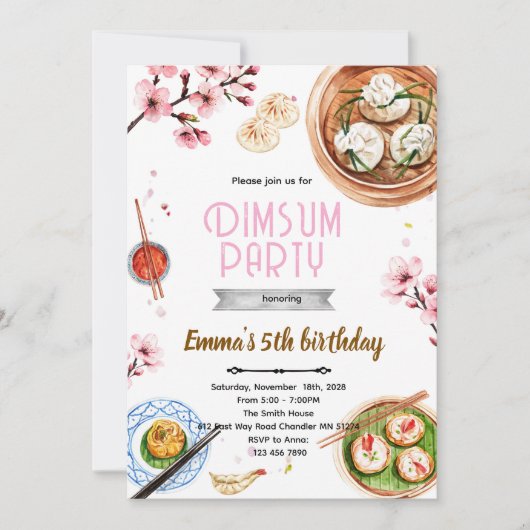 Dimsum birthday party invitation 招待状 (正面)