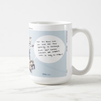 Dimwitzの漫画の一輪車のマッサージのコーヒー・マグ コーヒーマグカップ