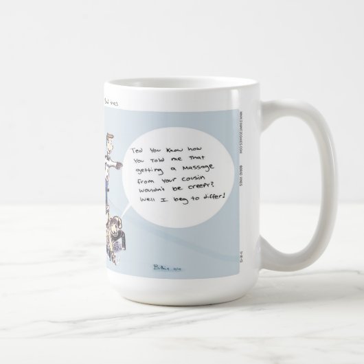 Dimwitzの漫画の一輪車のマッサージのコーヒー・マグ コーヒーマグカップ (右)