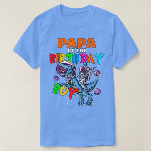 Dinに乗った誕生日ボーイ宇宙飛行士のRawr Papa Tシャツ (デザイン正面)