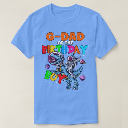 Dinに乗っている誕生日ボーイ宇宙飛行士のRawr Gdad Tシャツ (デザイン正面)