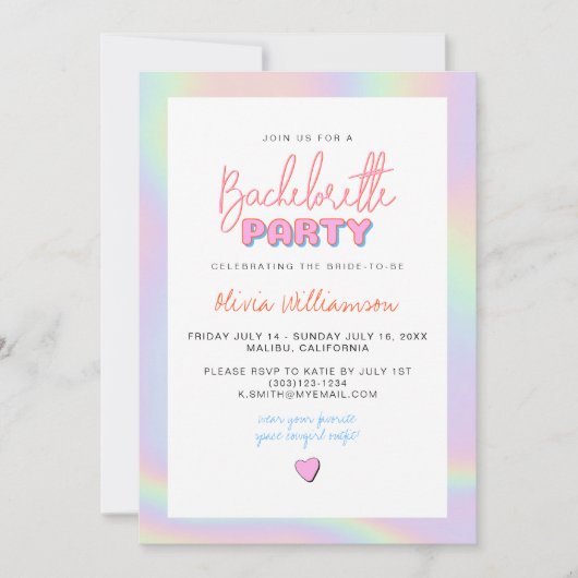 DINAホログラフィック宇宙女性のカーボーイバチェロレッテ 招待状 (正面)