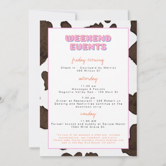 DINA宇宙女性のカーボーイデザートレッツナッシュティバッハI 招待状 (裏面)